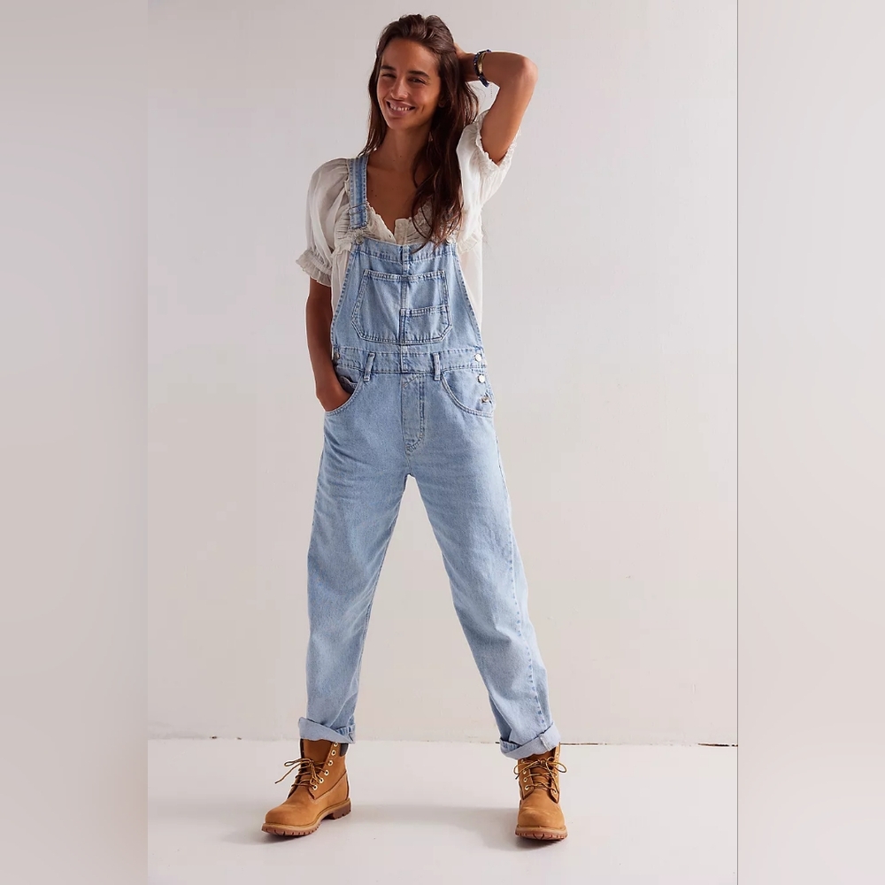 Free People Women's Ziggy Overalls Blue Moon in size Small